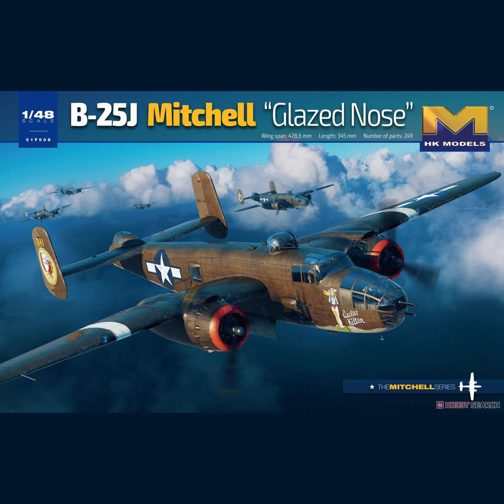 คลังสินค้าพร้อม HK MODEL 01F008 1/48 B-25J Michel Bomber รุ่นจมูกโปร่งใส