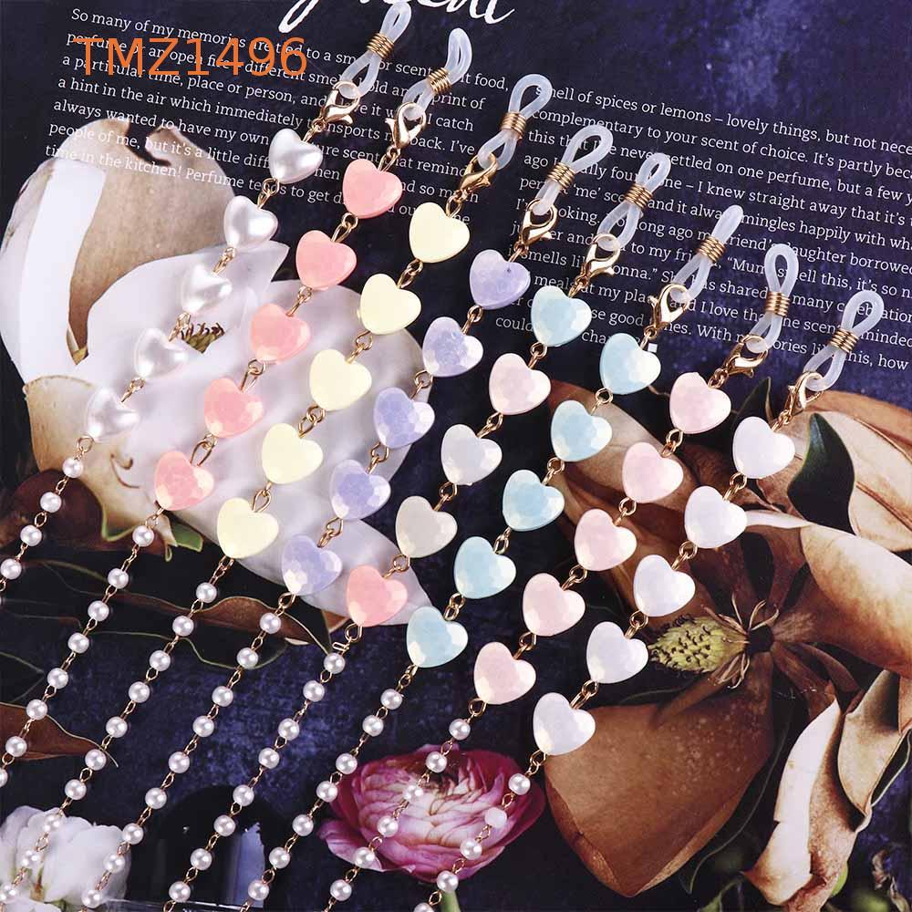 TMZ1496 ไข่มุกแว่นกันแดดโซ่สายคล้องคอสตริงที่มีสีสันสําหรับผู้หญิงสาวสีทองแฟชั่นหน้ากากเชือกเส้นเล็ก