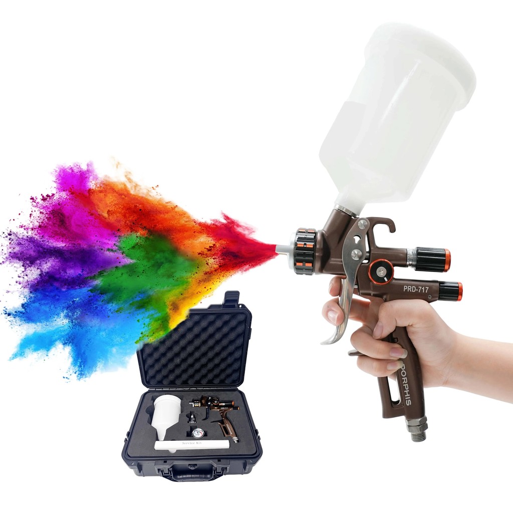 WC4O PORPHIS Air Spray Gun สําหรับ Auto Refinishing, PRD-717C 1.3 มม.หัวฉีดและ 600mL ถ้วยสําหรับ Hig