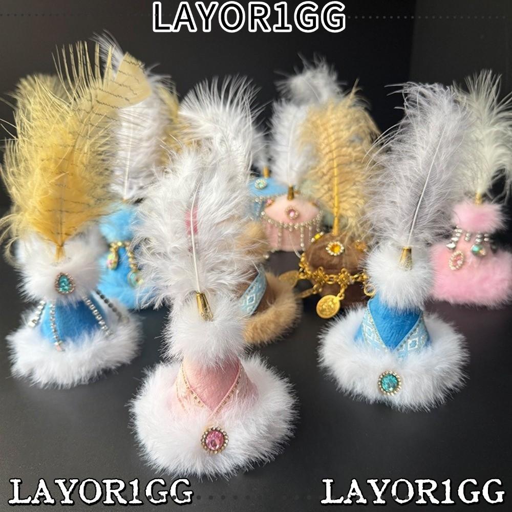 LAYOR1GG Mini Pointed หมวก, Rhinestone Mini Thnic ตกแต่งหมวก,สําหรับเส้นรอบวงศีรษะ 5-7 ซม.ชี้ Feathe