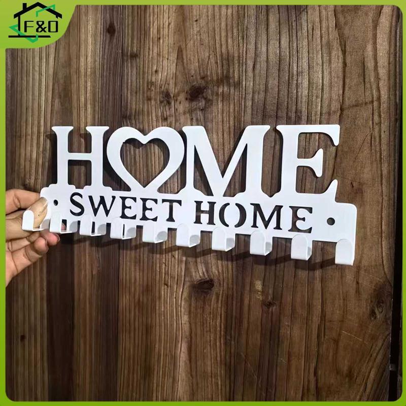 F&O 1PC ติดผนัง Sweet Home ตกแต่ง Key Holder, Key Wall Hook, Creative Key Holder สําหรับประตูด้านหน้