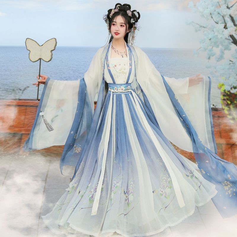 Ning Zixuan Made in Song ความยาวเอวจีน Hanfu ผู้หญิงดอกไม้แผ่นจีน Breathable สไตล์ทุกวัน