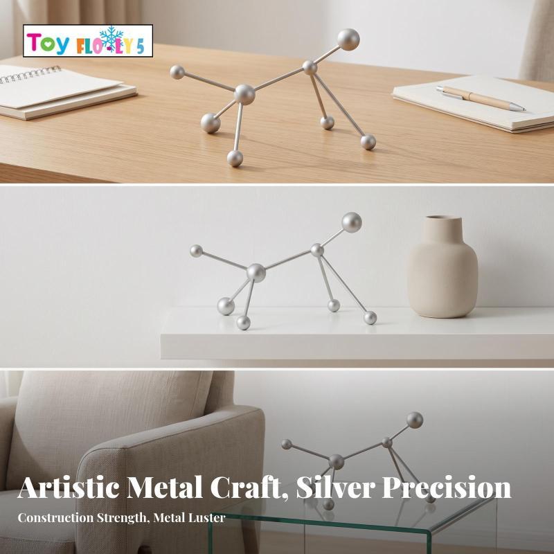 [Flurishroly5] Silver Wireframe Star Minimalist Geometric เครื่องประดับประติมากรรมที่มีปลายทรงกลมสํา