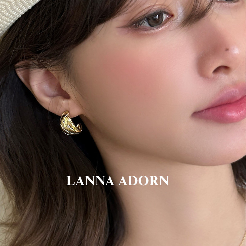 C-Shaped เพชรตรวจสอบต่างหูหญิง High-End ต่างหู Minimalist All-Match ต่างหูใหม่ 4O71