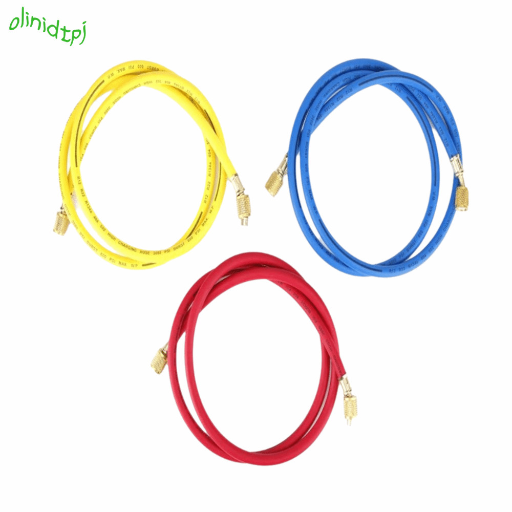 IOLINIDT 3pcs Refrigerant ชาร์จท่อ, 600 PSI ทํางานความดัน 3 สีชุดเครื่องปรับอากาศท่อ,อเนกประสงค์ 1/4