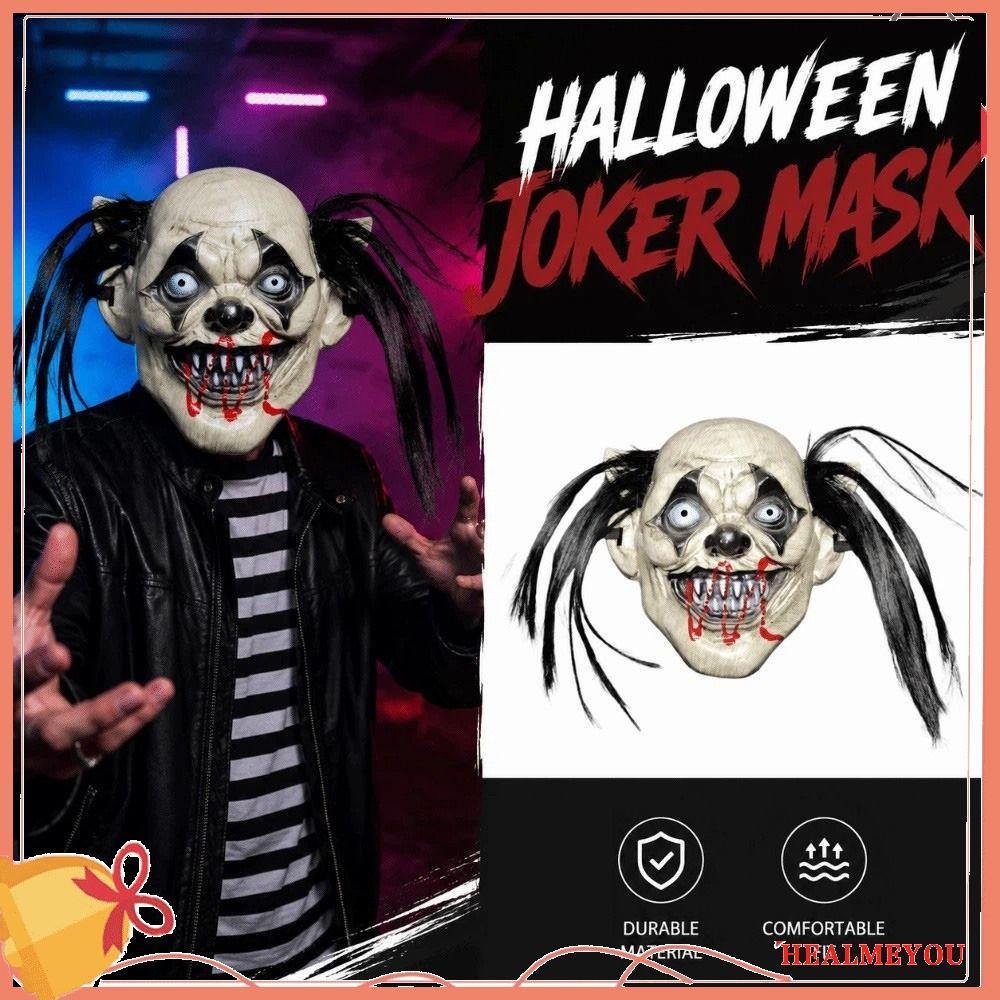 AQUA ฮาโลวีน Joker หน้ากาก, Blood Scar ความคิดสร้างสรรค์น่ากลัว Joker หมวก, Facepiece ที่สมจริง Spoo