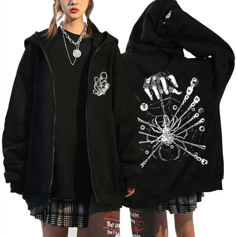 Anime Hunter X Hunter Kurapika Judging Chain Zipper Hoodie ผู้ชายผู้หญิงมังงะขนาดใหญ่ Streetwear ชาย