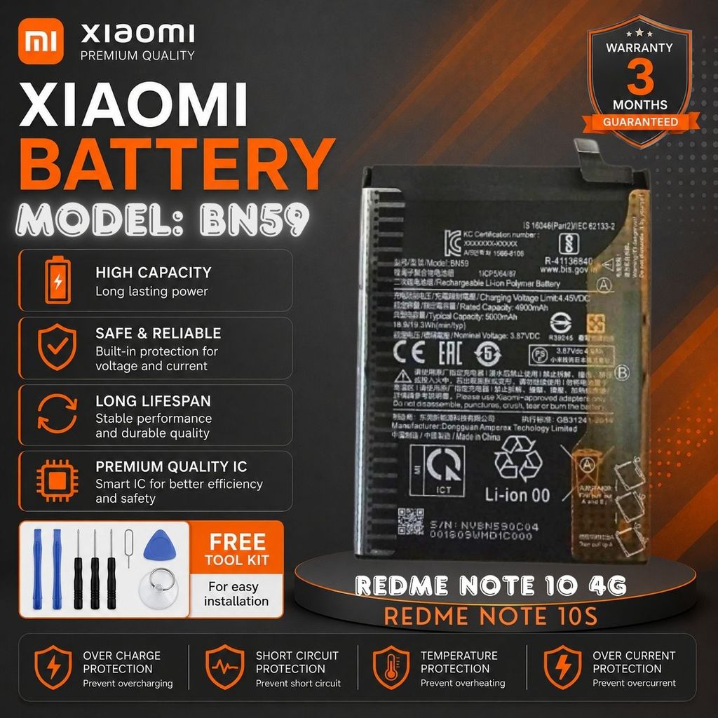 แบตเตอรี่ Battery XIAOMI REDME NOTE 10 4G / REDME NOTE 10S(model:BN59)รับประกัน3เดือน**ฟรีเครื่องมือ