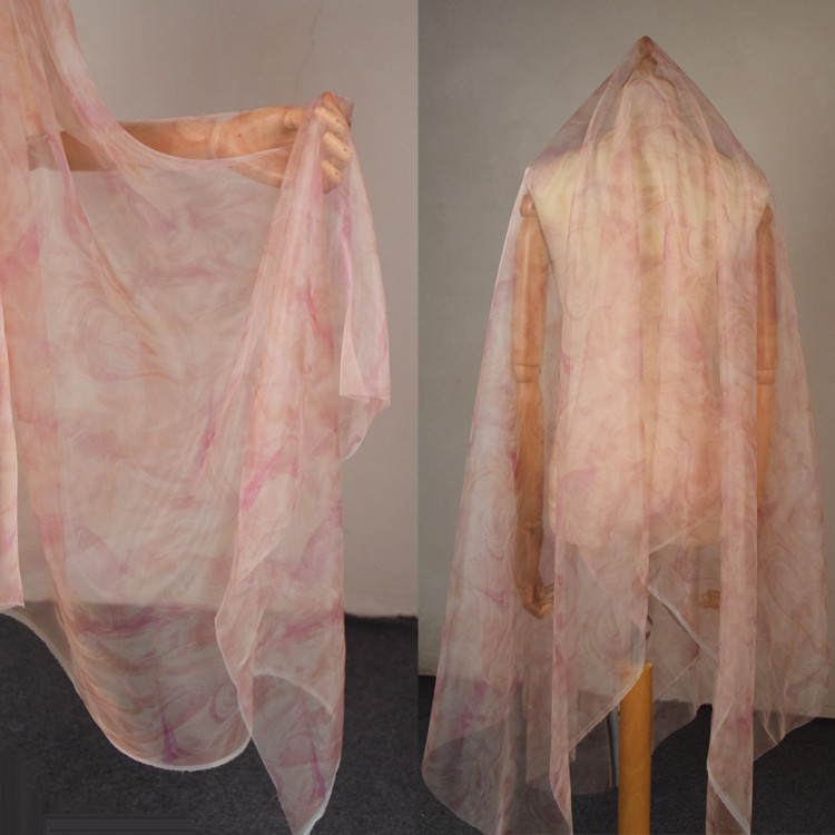 Zixia Fairy Hazy ควันรู้สึกพิมพ์ Ultra-Thin จําลองผ้าไหมชีฟอง Organza กระโปรงผ้า Hanfu ผ้า