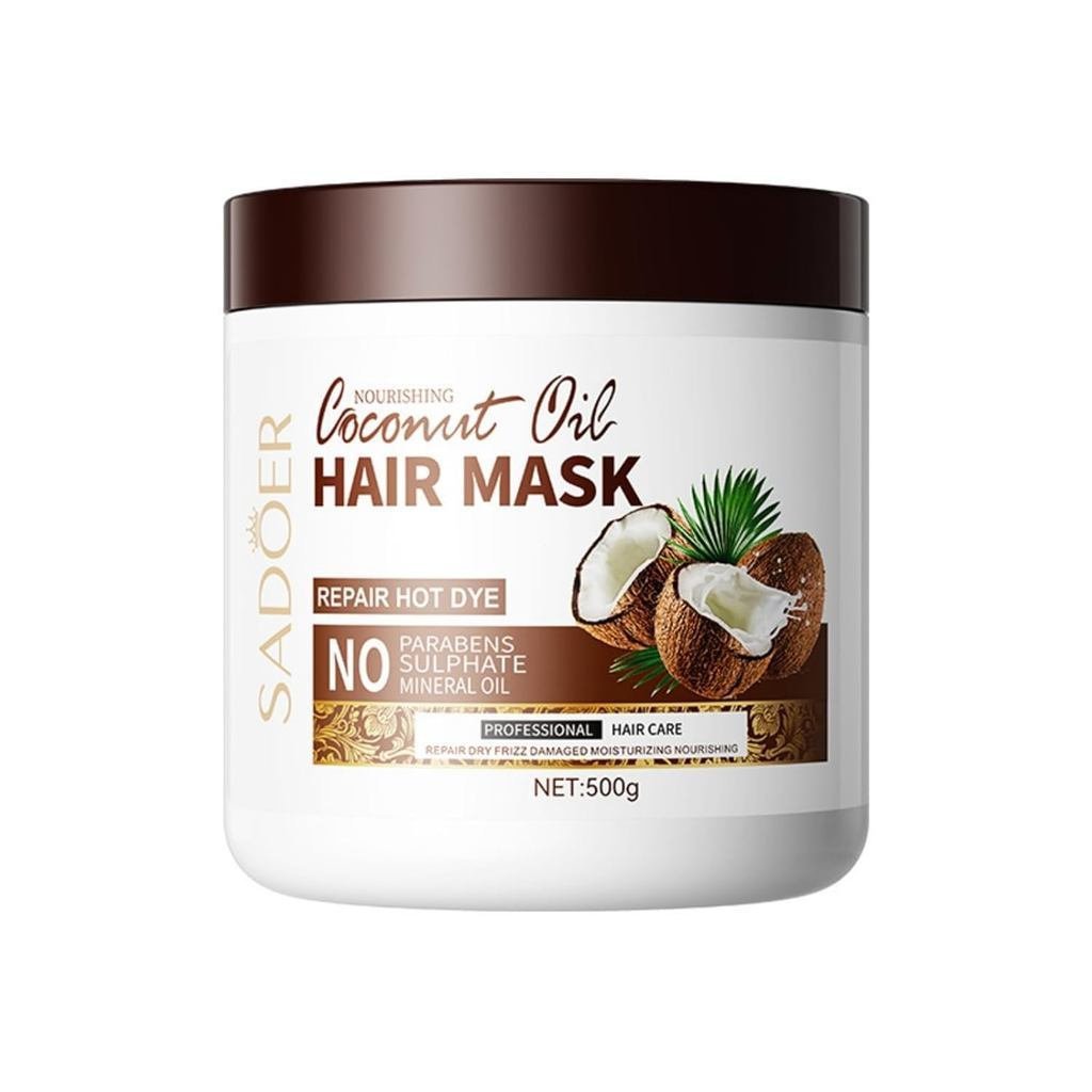 เหมาะสําหรับ SADOER Coconut Hair Mask Deep Nourishing Moisturizing Care ผมสีดํา Shine Hair Mask 500g