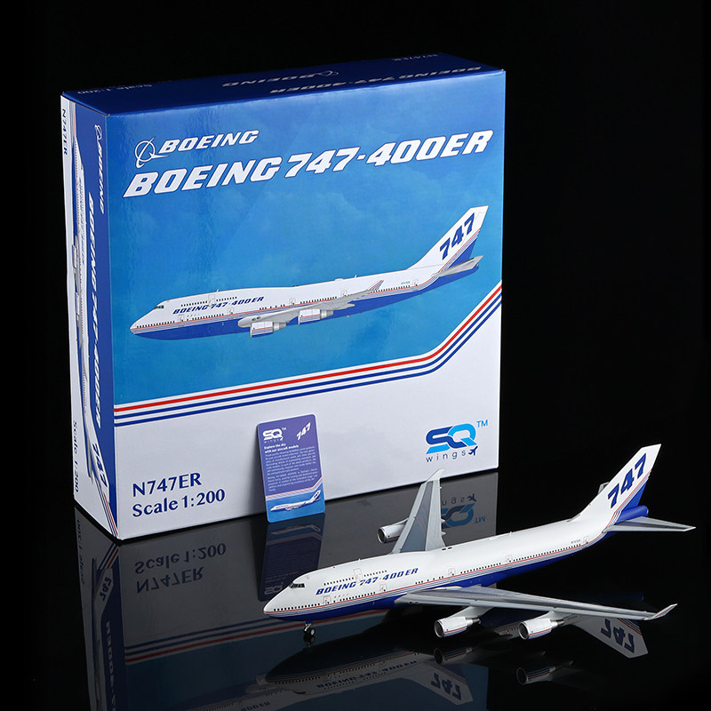 SQ Wings 1/200 โบอิ้งโรงงานเดิม B747-400ER เครื่องบินโลหะผสมรุ่น N747ER เคลือบเดิม