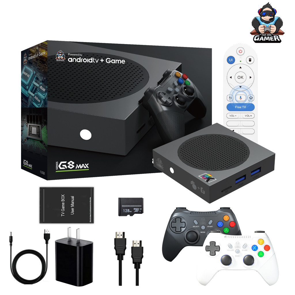 Retro Game Box Dual System 128GB Memory Dual Wireless Handle 8K Video Decoding TV Game Set Top Box