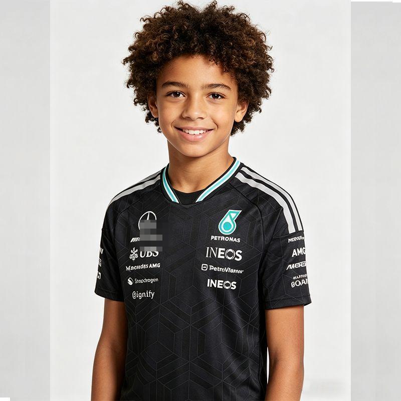 2026 New AMG Kids T-Shirt, F1 Racing Kids Crew Neck, Russell, Outdoor Sports Quick-Dry Breathable Ki
