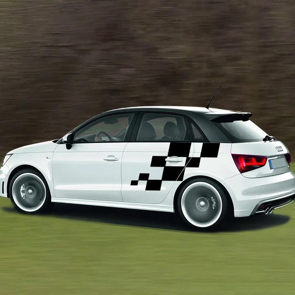 สติกเกอร์ประตูรถฟิล์มไวนิลสแควร์ Trims อุปกรณ์ตกแต่งสําหรับ Audi A1 8X GB GBA Sportback Quattro Ego 