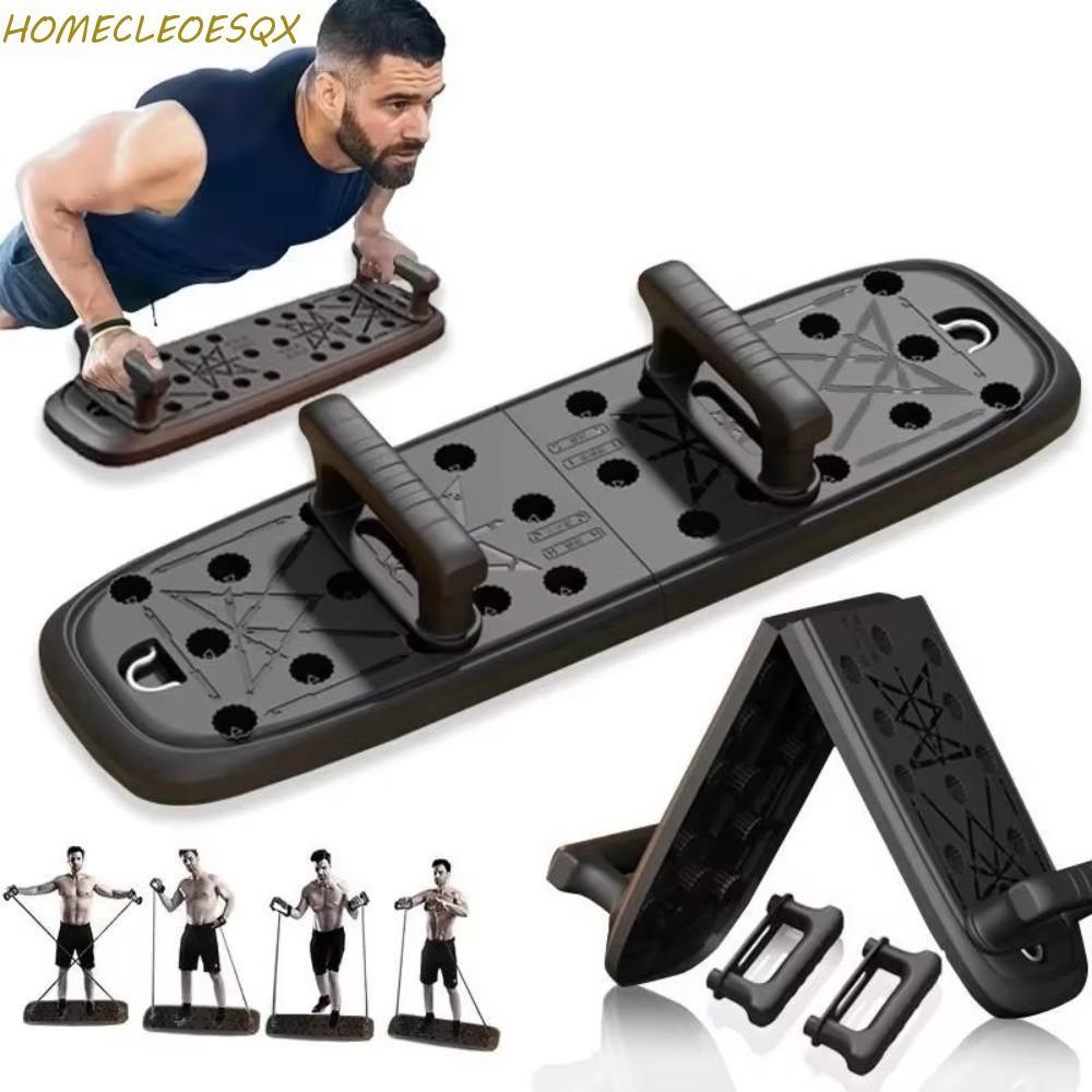 HOMECLEEOESQX Push-Up Board, พร้อมที่จับขาตั้ง Push-Up แบบพับได้, การเพิ่มประสิทธิภาพหน้าท้องแบบพกพา
