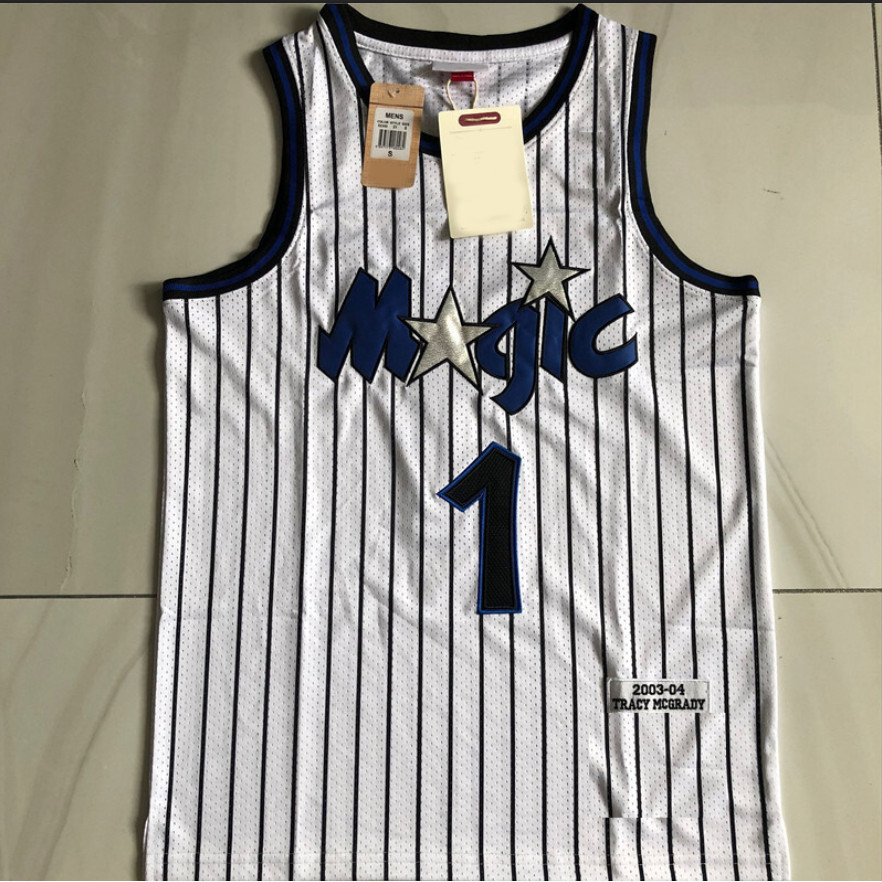 เสื้อบาสเก็ตบอลปักเต็ม Orlando Magic Jersey McGrady Hardaway ONeal
