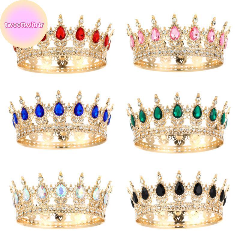 TRWITR Crown Tiara เค้ก Topper คริสตัลเพิร์ล Luxury Cupcake Topper สําหรับปาร์ตี้เด็กสาวเจ้าหญิงวันเ
