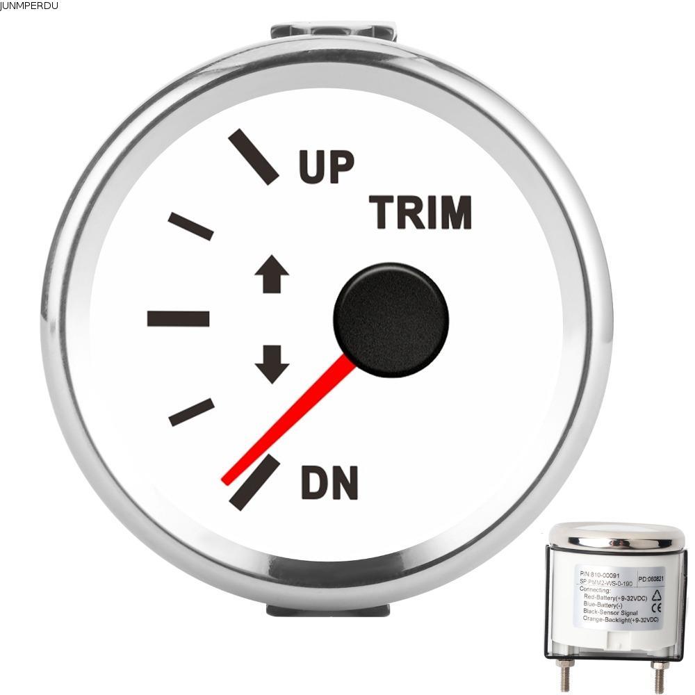 JUNMPER2R เรือ Trim Gauge, IP67 กันน้ําสีแดง Backlight Trim Balance Gauge,ทนทานสีขาว Dial 52 มม.เส้น