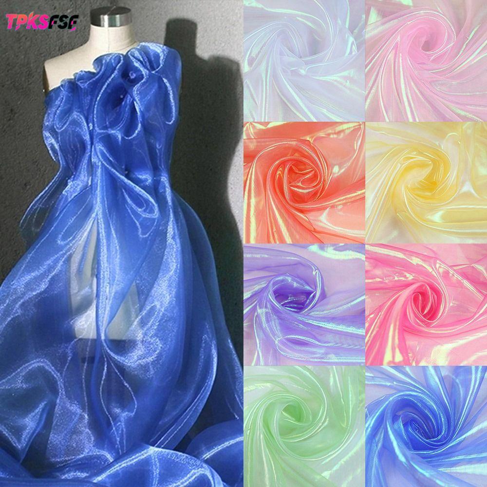 TPKSF ผ้า Organza, Tulle เลเซอร์บางโปร่งใส, ตกแต่ง Tulle Shiny Soft Tulle ผ้า Designer