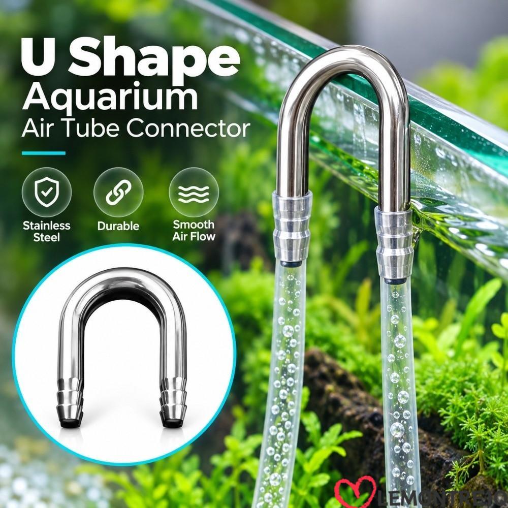 LEMONTREE Air Tube Connector, สแตนเลสทนสนิม Aquarium Airline Connector, U Shape Diffuser ใช้งานร่วมก