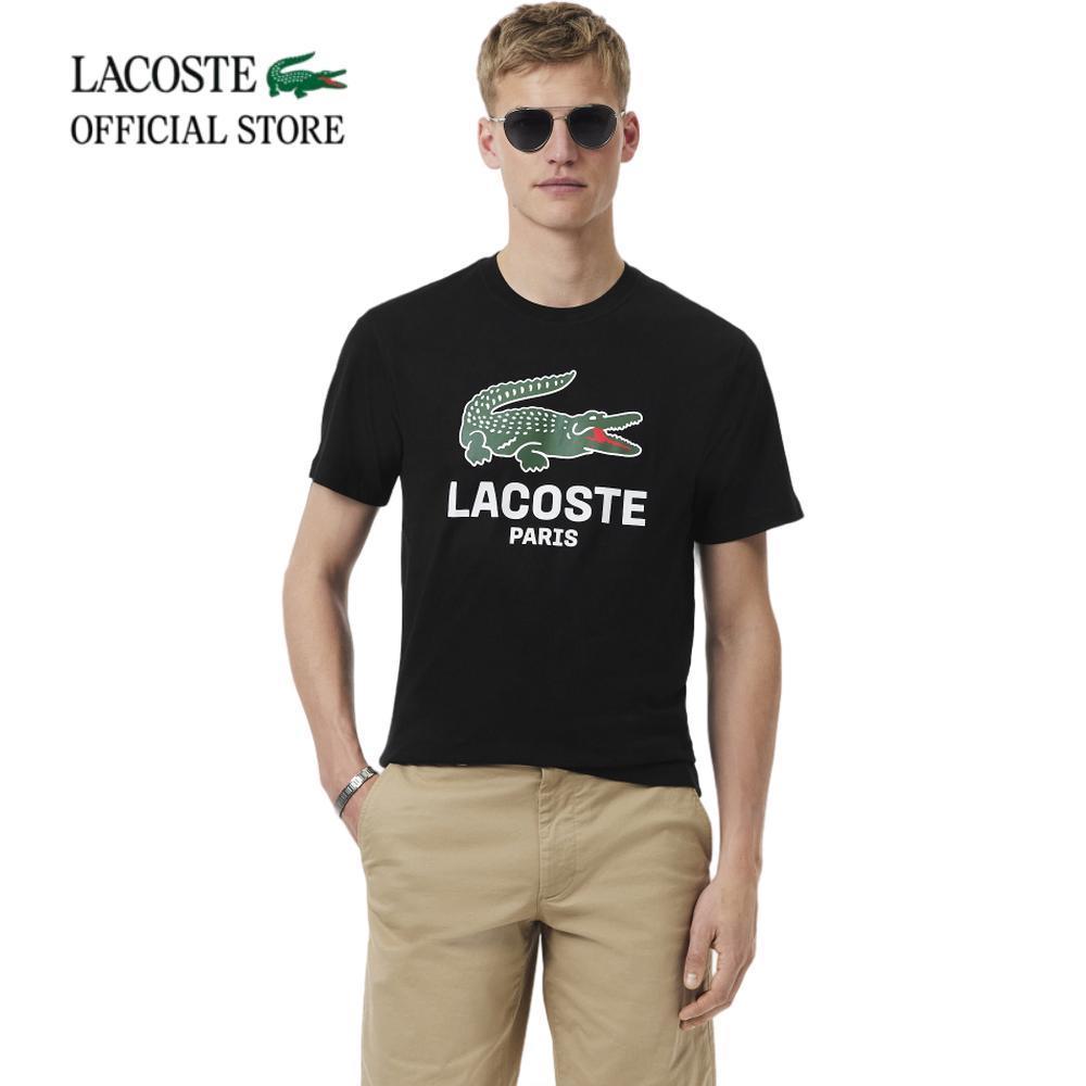 LACOSTE เสื้อยืดผู้ชาย PRINTED COTTON T-SHIRT รุ่น TH9071 - NOIR