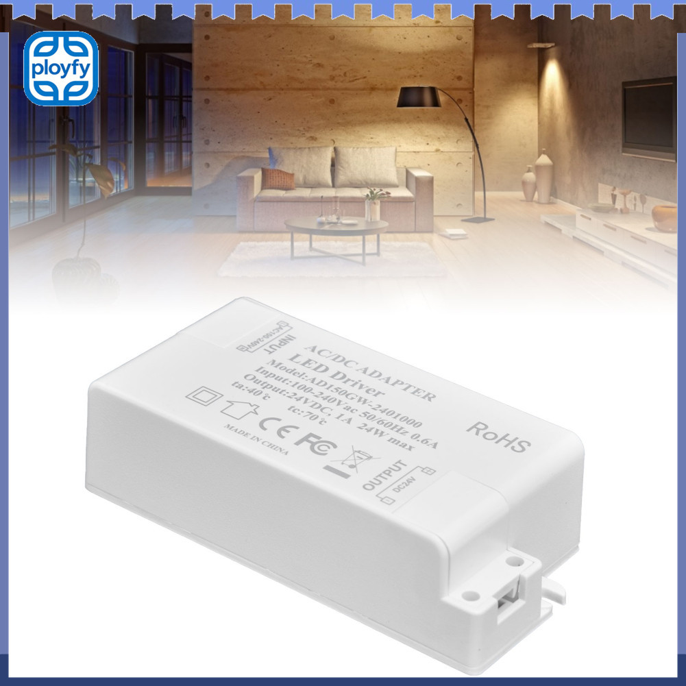 Ployfy-th 24V LED Driver แรงดันไฟฟ้าคงที่ 24W AC 100240V ถึง DC 1A สารหน่วงไฟ ABS หม้อแปลงไฟฟ้าสำหรั