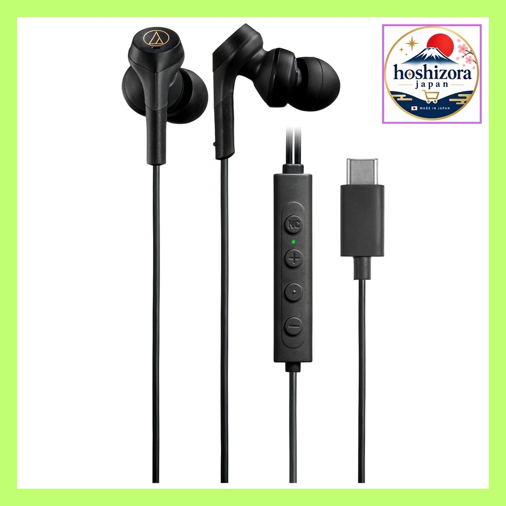 Audio-Technica ATH-CKS330NC BK Wired Earphones, Type-C, Noise Cancelling, Black hoshizora Shop