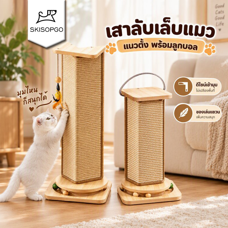 SKISOPGO ที่ลับเล็บแมวเข้ามุม ลับเล็บแมว ของเล่นแมว ที่ฝนเล็บแมว ไม่มีเศษฝุ่นกระจาย