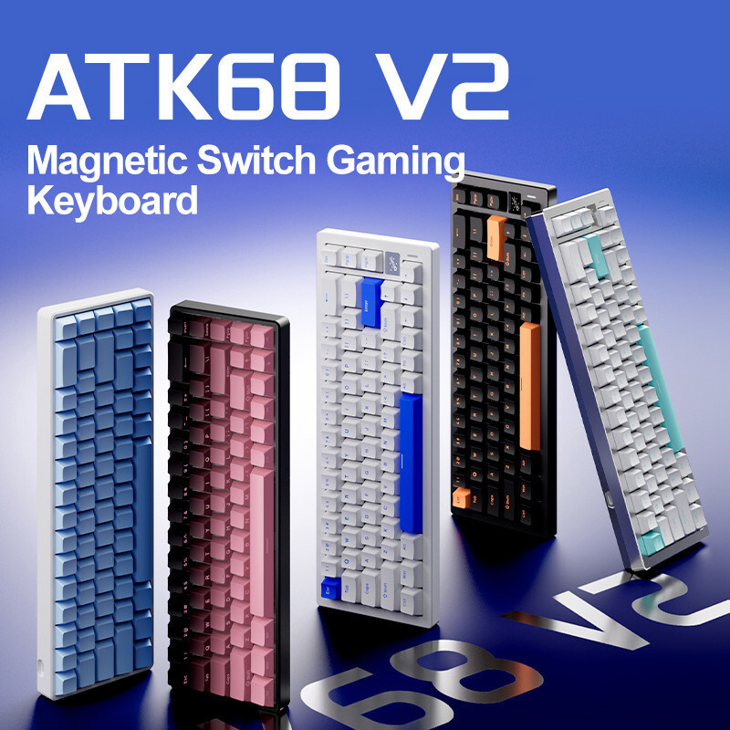 VGN ATK68 V2 Gateron สวิทช์แม่เหล็ก Gang คีย์บอร์ด AllAlunum CNC 8000Hz 0 Dead Zone RGB BacklightHT9