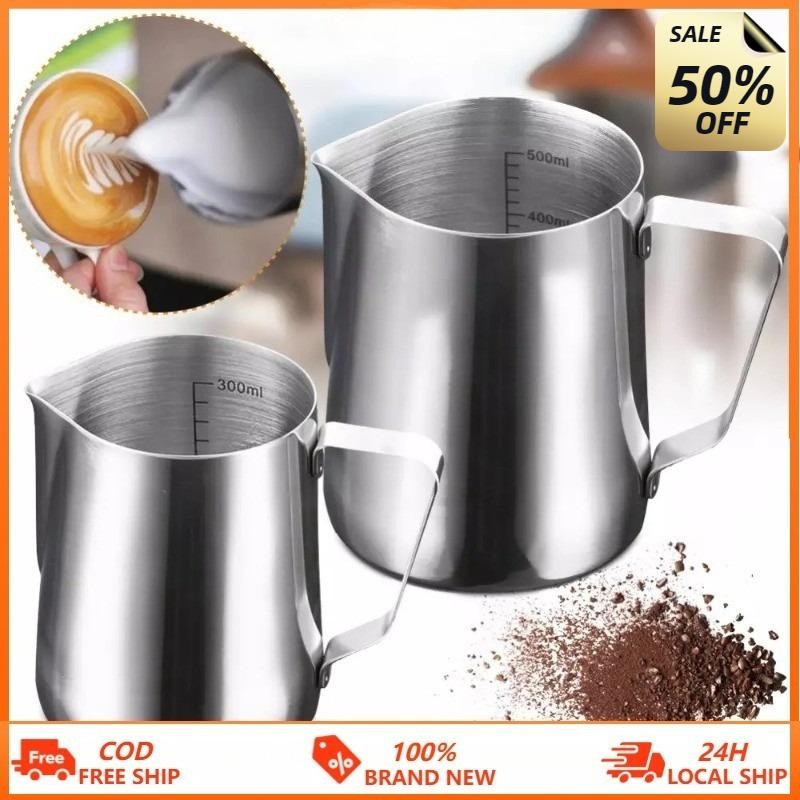 350ml/600ml เหยือกชงชา กาแฟ สแตนเลส สําหรับตีฟองนมและชงกาแฟ พร้อมถ้วยตวงนม