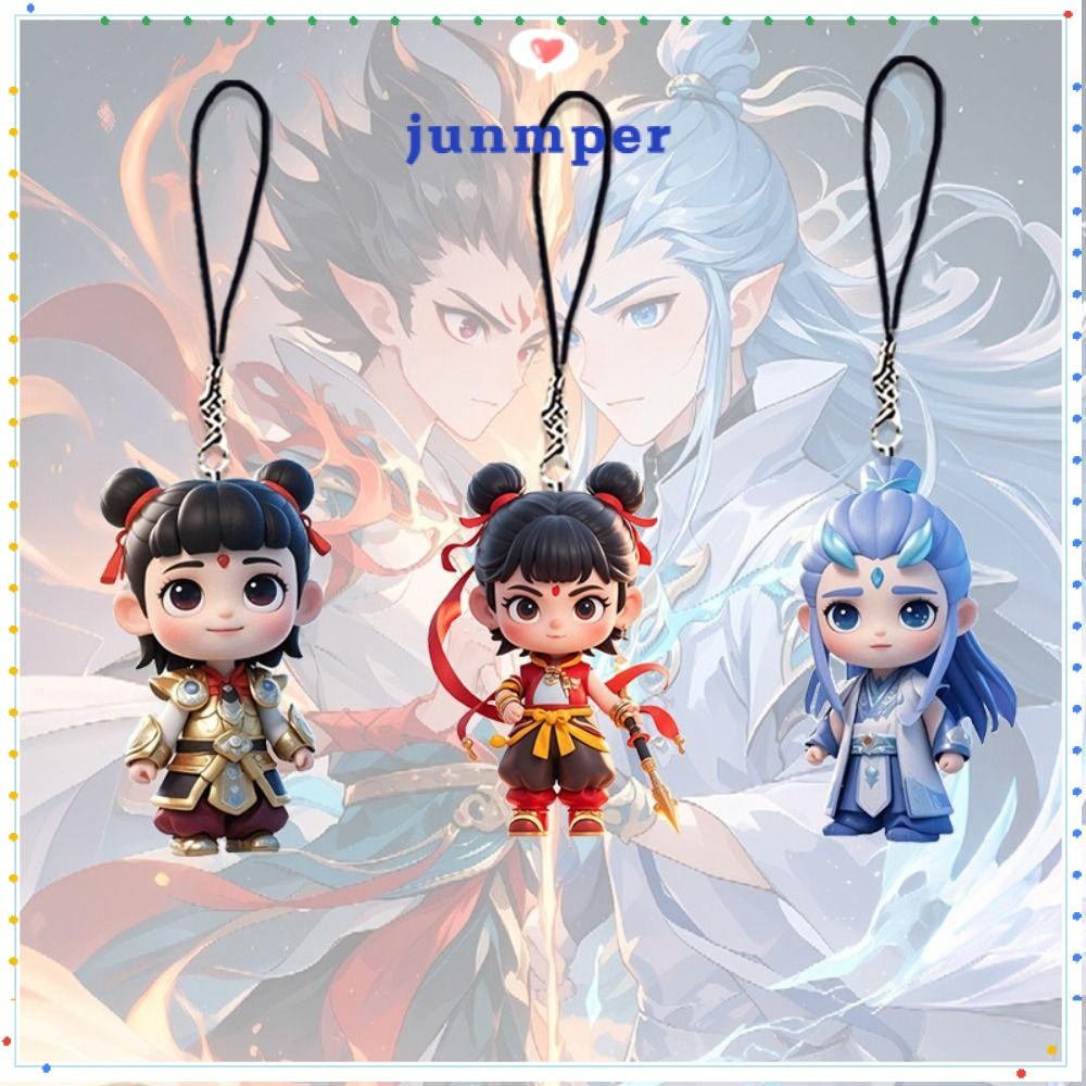 พวงกุญแจ JUNMPER, Nezha 2: The Demon Childs Sea Acrylic Nezha Key Chains จี้, ตลก Ao Bing กระเป๋าการ