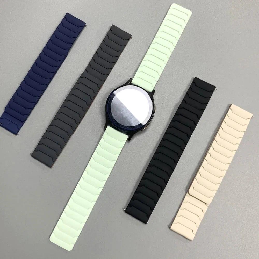 สายนาฬิกาแม่เหล็กสําหรับ Samsung Galaxy Watch FE 7 6 5 4 40/44 มม.ซิลิโคน 22 มม.20 มม.สายรัดเกียร์/6 4 สร้อยข้อมือคลาสสิกเข็มขัด ราคา ถูกที่สุด ดีลบีเคเค แกลเลอรีภาพที่ 3