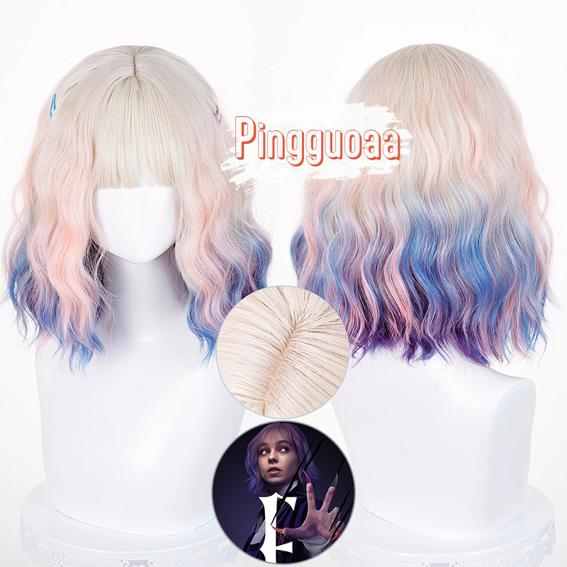 【Manmei】Wednesday Season 2 Enid Sinclair Cosplay Wig 36cm Dyed Wave Heat-Resistant Synthetic Hair