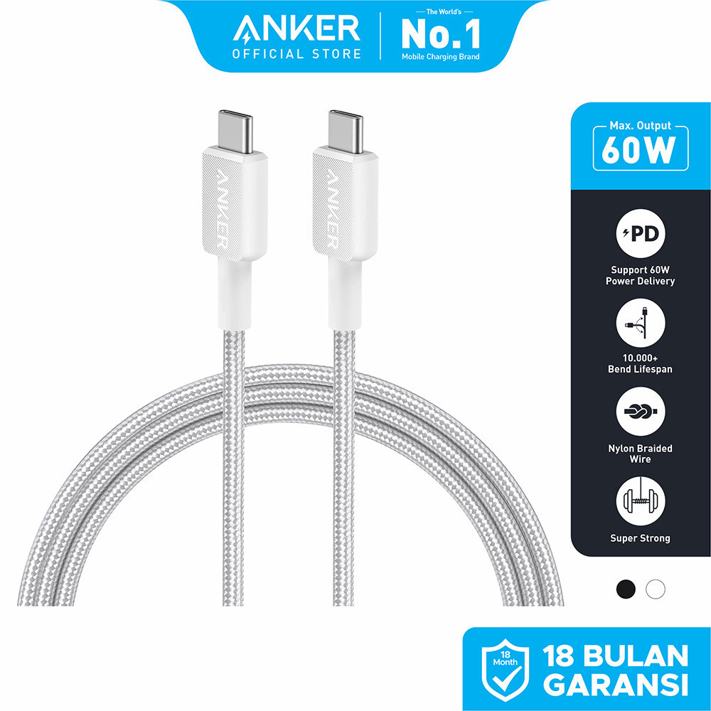 สายชาร์จ Anker 322 USB-C to USB-C (ถัก 6 ฟุต) - A81F6