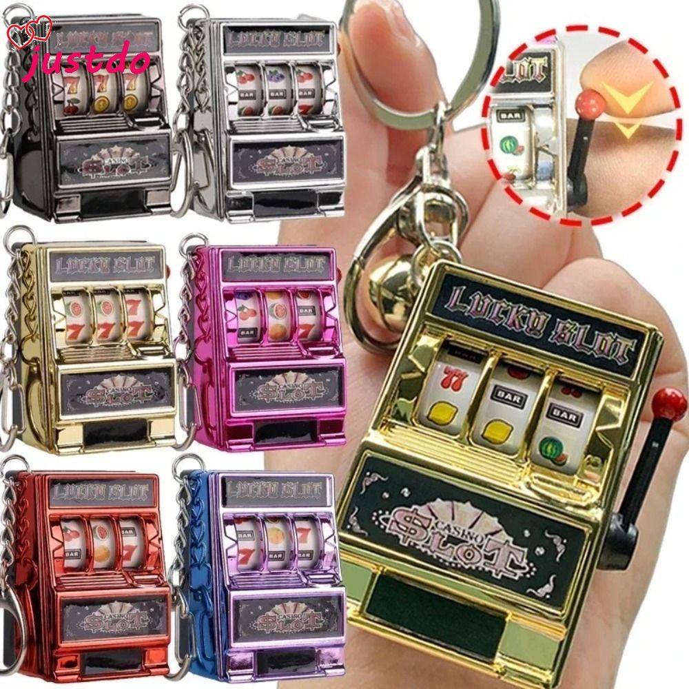 JUSTODO พวงกุญแจ, เกมหยอดเหรียญ Stress Reliever Key Holder, ของเล่นการ์ตูน Mini Fruit Slot Machine เ