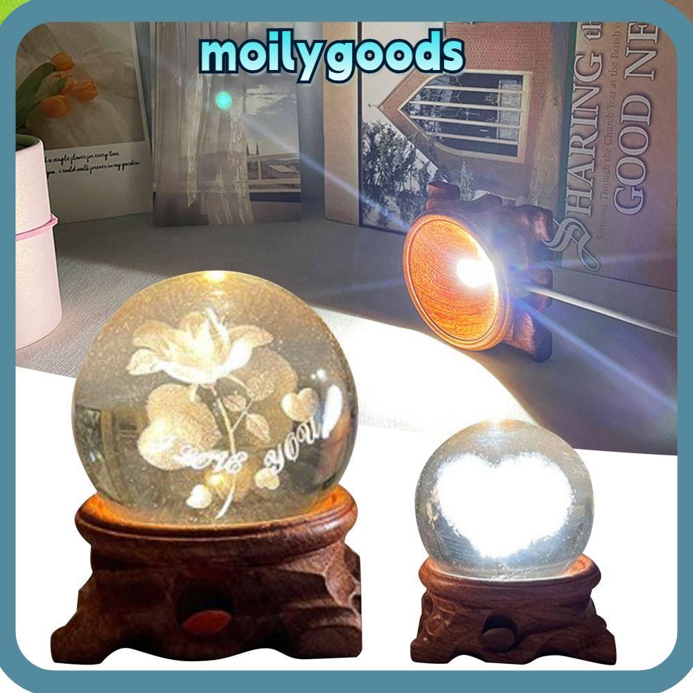 MOILYHD Crystal Ball Base LED USB Luminous Crystal Sphere Base