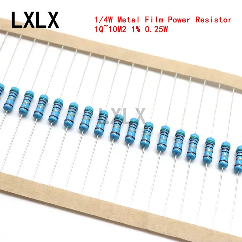 5000PCS 1/4W โลหะฟิล์มตัวต้านทานพลังงาน 1% 0.25W 1R ~ 1M 2.2 4.7 47 100 120 150 200 220 360 470 680 
