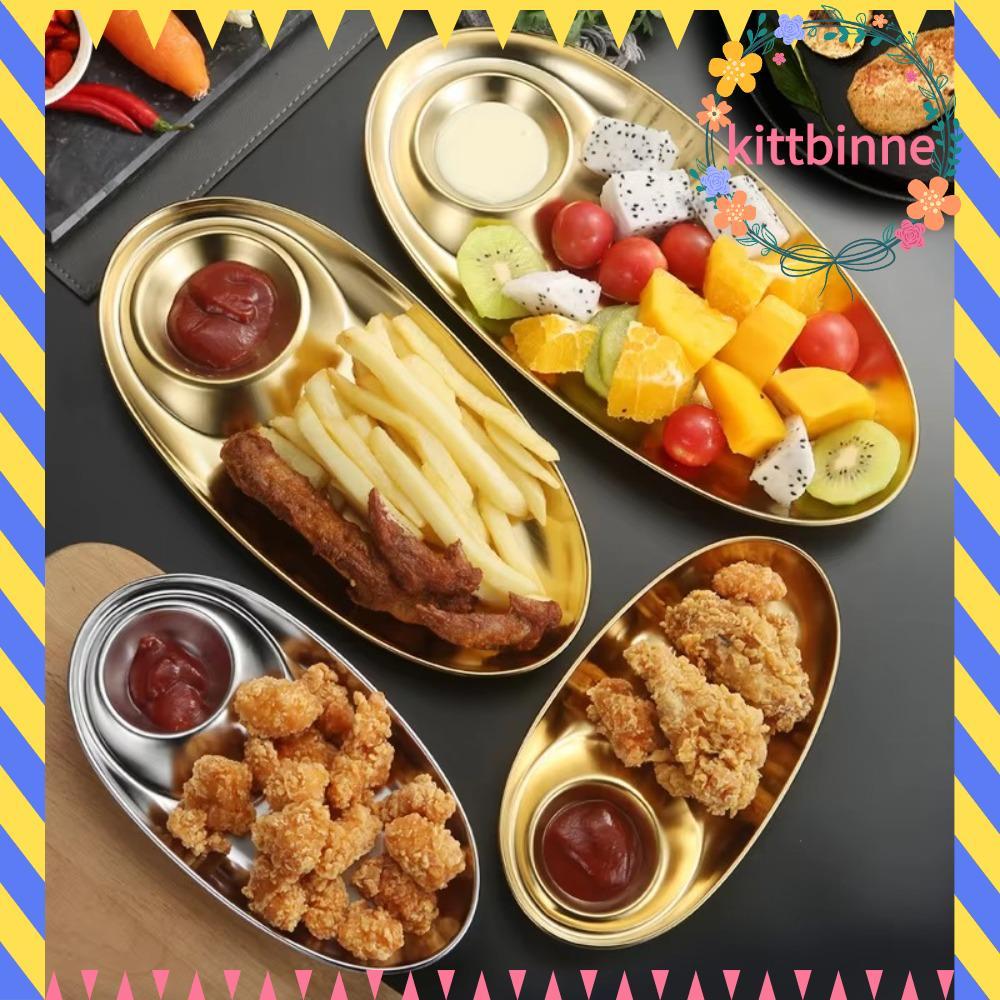KITTBINNE823จานจุ่มขนม,บนโต๊ะอาหารในครัวรูปไข่304ถาดสแตนเลส,ถาดอาหารค่ําสีทองไก่ทอด