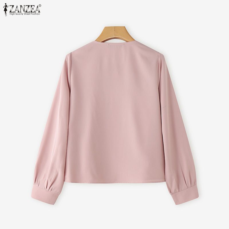 ZANZEA เสื้อบราคอวกลมแขนยาวสไตล์เกาหลีสำหรับผู้หญิง — صورة 8