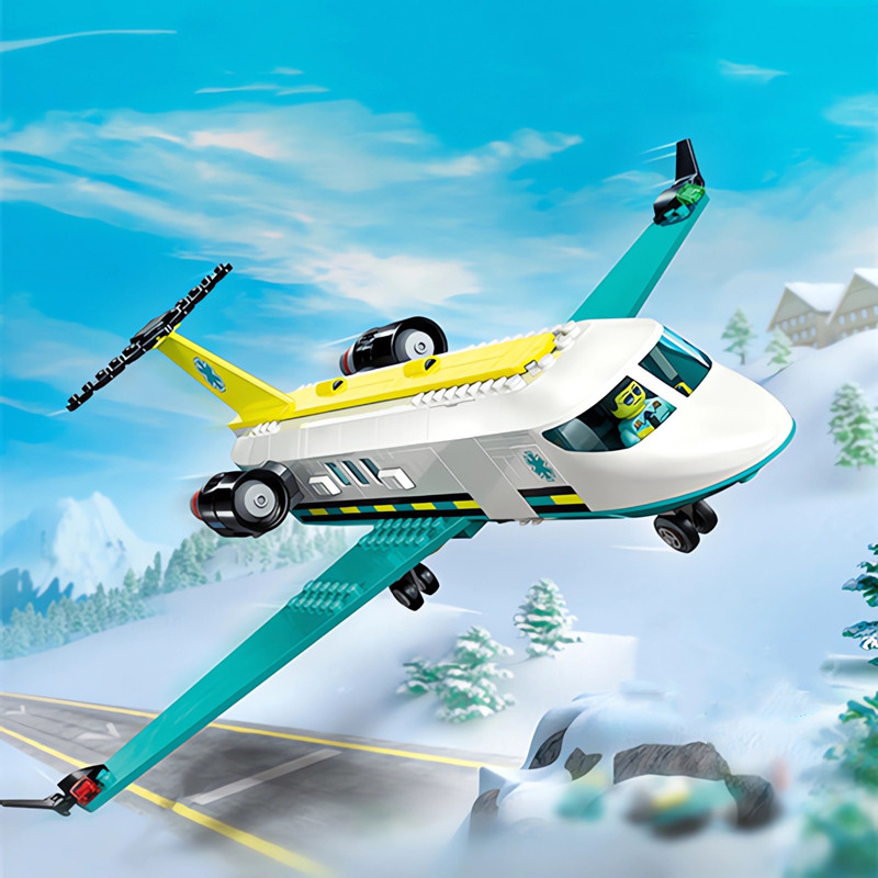 เหมาะสําหรับ Lego 60465 Airlines Medical Rescue Airplane City Series Airport Airliner 60102 Building
