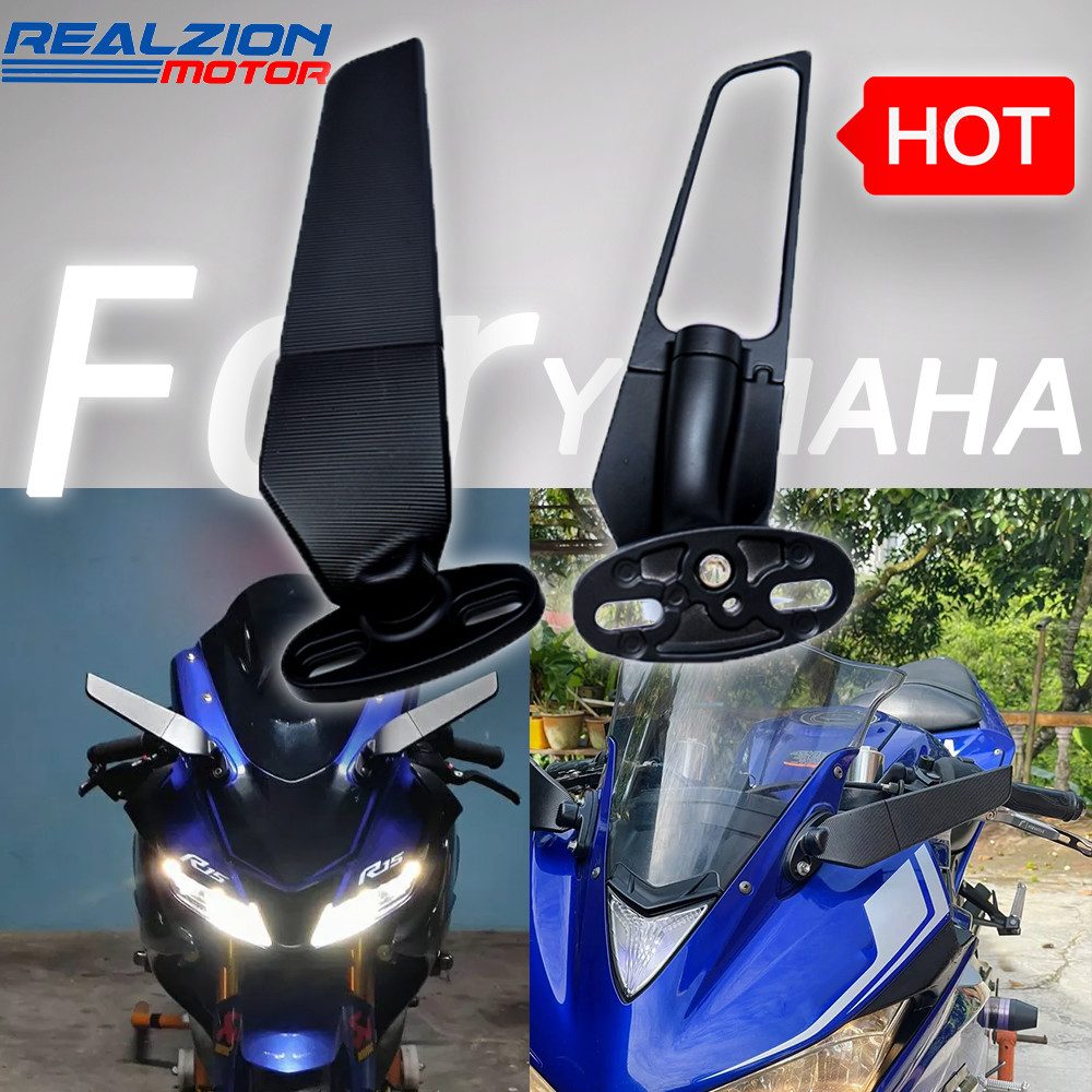 กระจกรถจักรยานยนต์ Stealth Winglets กระจกหมุนกระจกปรับได้สําหรับ YAMAHA YZF R6 R25 R3 R125 R15 V3 V4