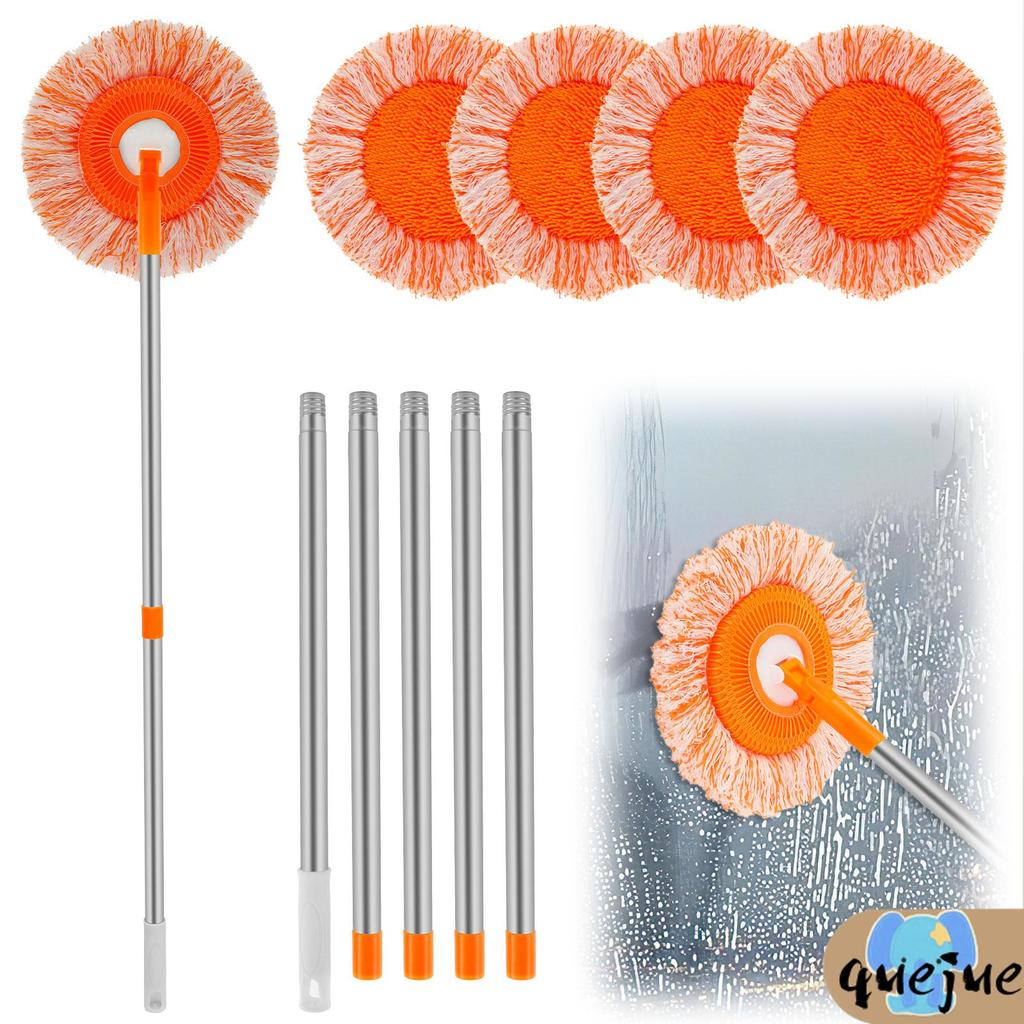 Wall Cleaner Mop 5 Mop ผ้า Super Absorbent Ceiling Mop Cleaner Round Wall Dust Cleaner แห้งและเปียกท
