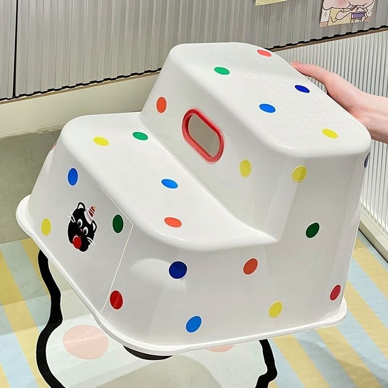 บันไดชักโครกเด็ก ที่นั่งรองชักโครก อย่างหนา มีกันลื่นทั้งที่ฐานเหยียบและมุมวาง