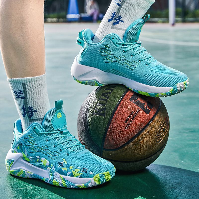 Student Breathable Mens High-Top Mens Basketball Shoes High-Elastic Sports Shoes Mens Shoes Four Sea