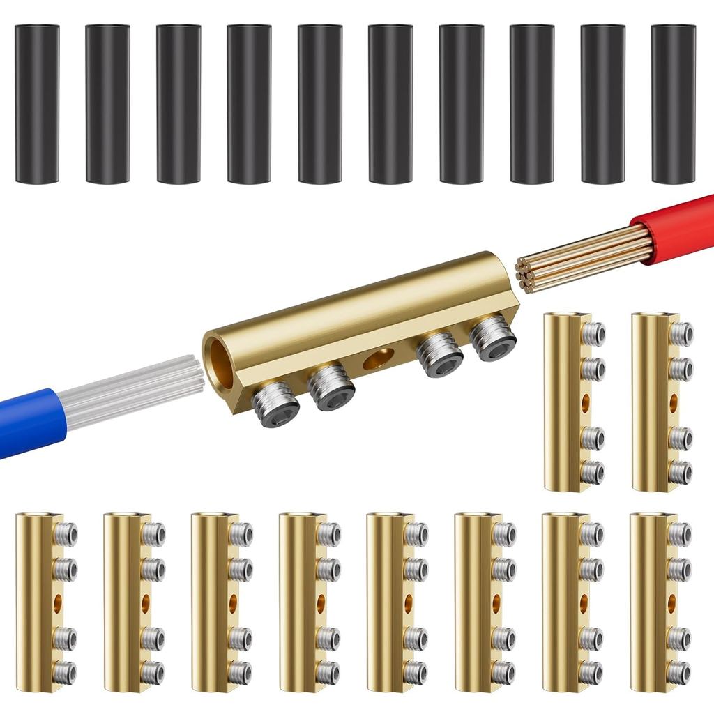 GKG สกรู-Fixed ประเภทความร้อนหด Butt Connectors,10-6 AWG Gauge Wire Connectors ชุด 80A ทองเหลือง Ter
