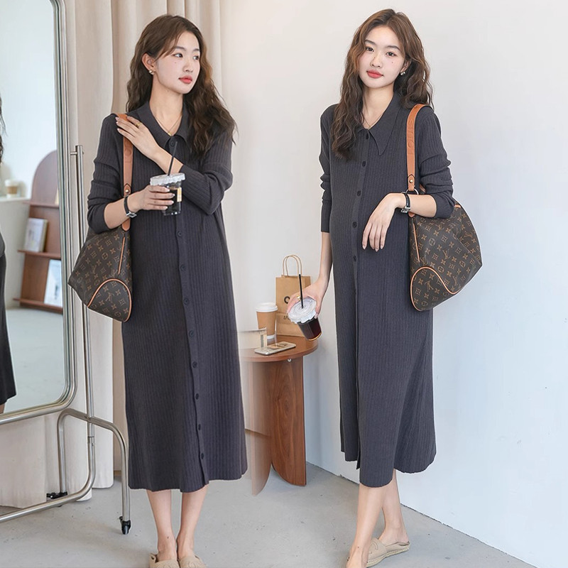 ชุดคลุมท้องสไตล์ฝรั่งเศส แบบถักคอตุ๊กตา สำหรับแม่ท้องและสวมใส่ง่าย - รูปที่ 2