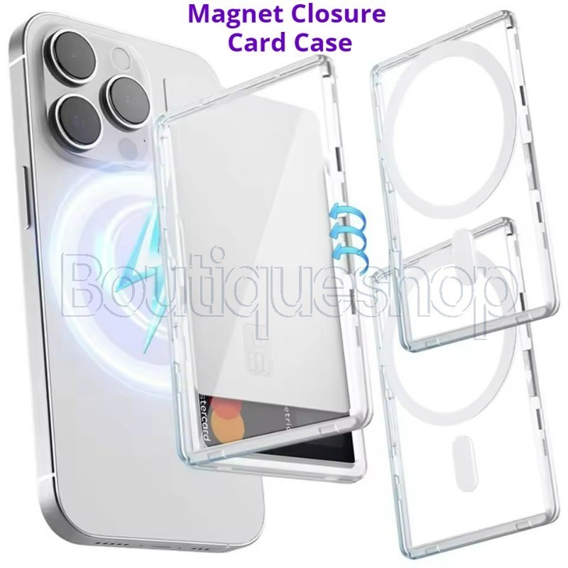 Phone Back Bills Storage Case - Magnetic Closed Card Case - Transparent Bank Card Holder - ID Card Protect Box - Portable, Anti-lost
