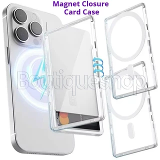 Phone Back Bills Storage Case - Magnetic Closed Card Case - Transparent Bank Card Holder - ID Card Protect Box - Portable, Anti-lost