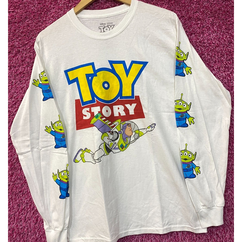 เสื้อยืดแขนยาวลาย Toy Story Buzz Lightyear ทำจากผ้าฝ้ายแท้มีสต็อกพร้อมขาย