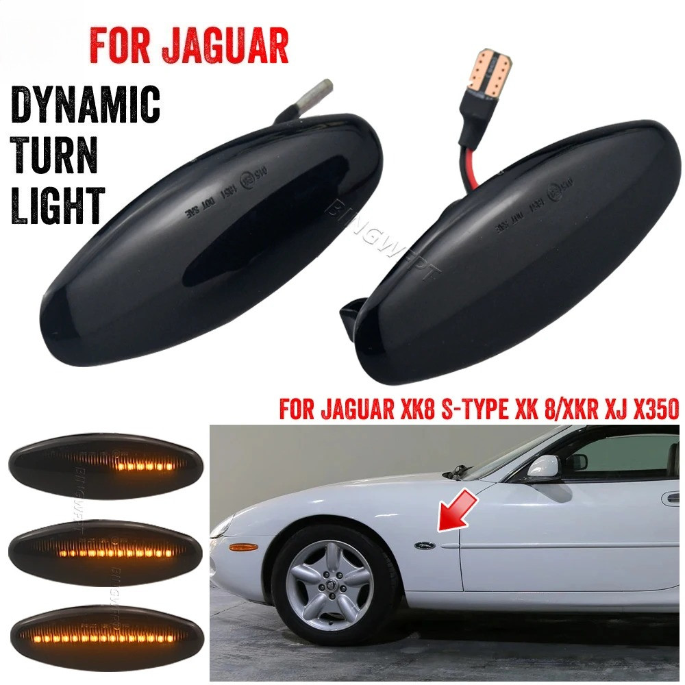 2 PC แบบไดนามิก Led ไฟเลี้ยวด้านข้าง marker โคมไฟสําหรับ JAGUAR XK8 1997-2006 S-Type 99-07 XK 8/XKR 